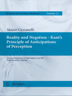 cover image of Reality and Negation--Kant's Principle of Anticipations of Perception